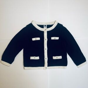 Janie And Jack Cardigan Sweater Buttons Black And White 18-24 Months Cotton